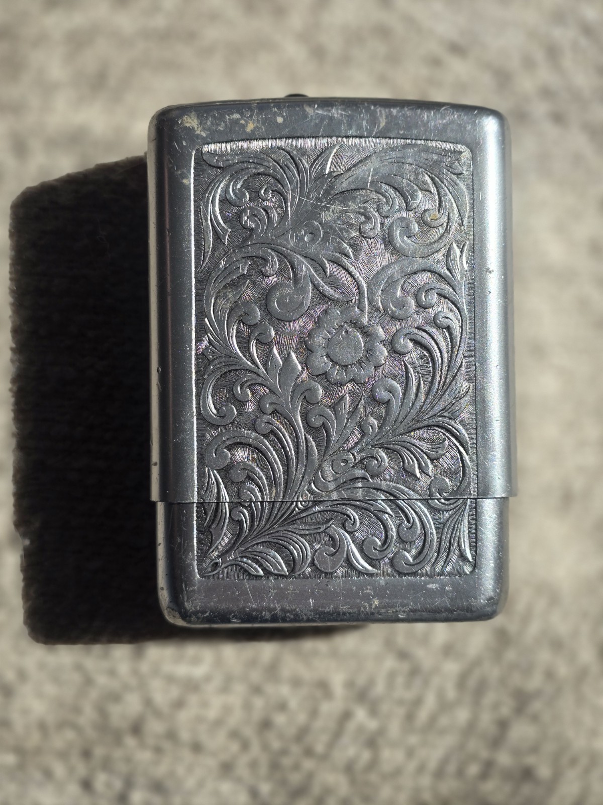 Vintage Park Industries Floral Aluminum Cigarette Case, Slide Top Vintage Park Industries Floral Aluminum Cigarette Case, Slide Top