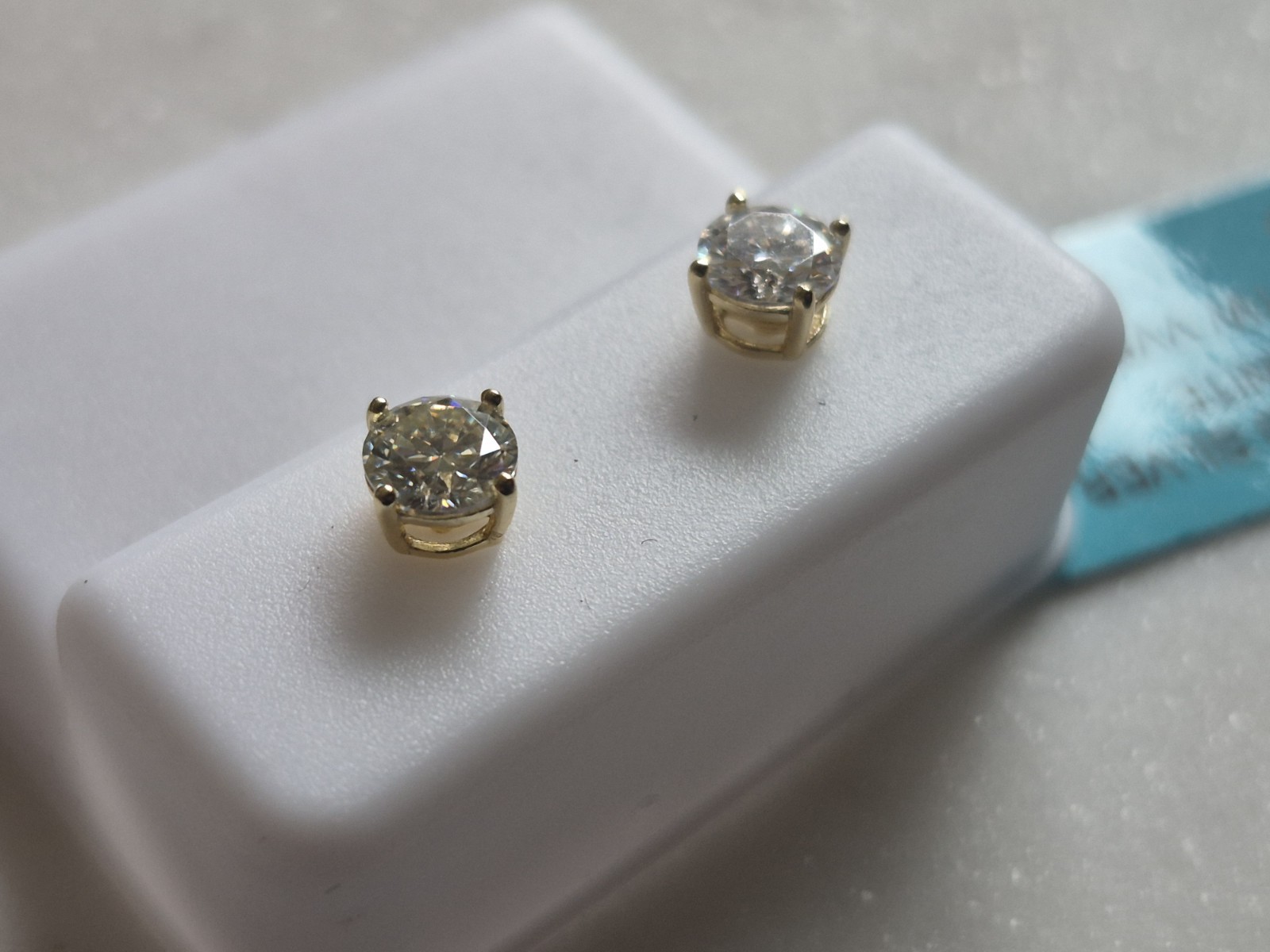 Moissanite Studs 925 Sterling Silver Gold Over Earrings .85tcw Moissanite Studs 925 Sterling Silver Gold Over Earrings .85tcw
