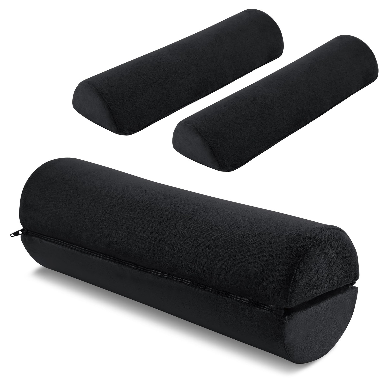 Neck Roll Pillow 2 Pack Half Moon Cervical Foam Bolster Support Black Neck Roll Pillow 2 Pack Half Moon Cervical Foam Bolster Support Black