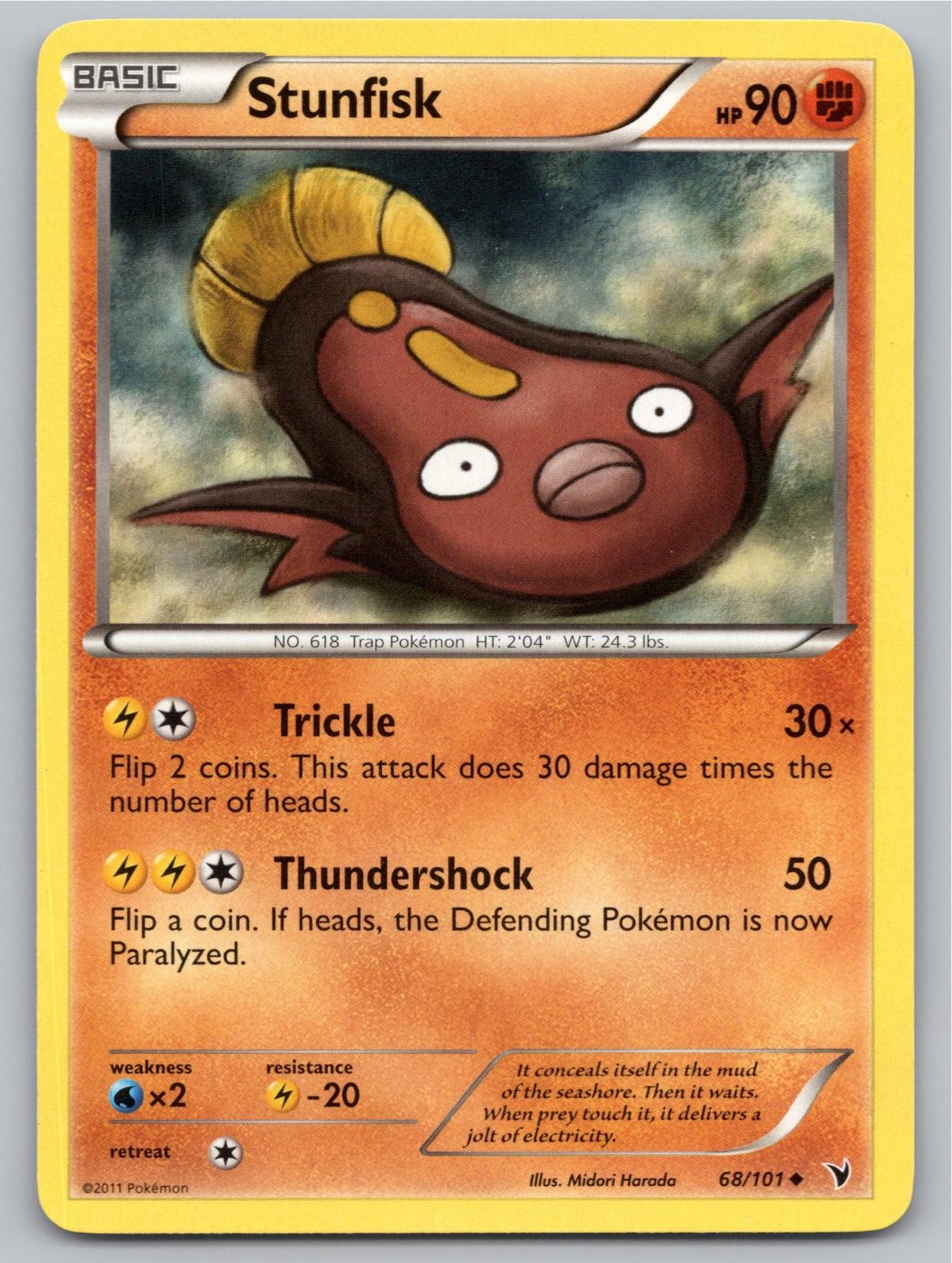 2011 POKEMON NOBLE VICTORIES STUNFISK 68/101 UC NM A103353 FREE S&H 2011 POKEMON NOBLE VICTORIES STUNFISK 68/101 UC NM A103353 FREE S&H