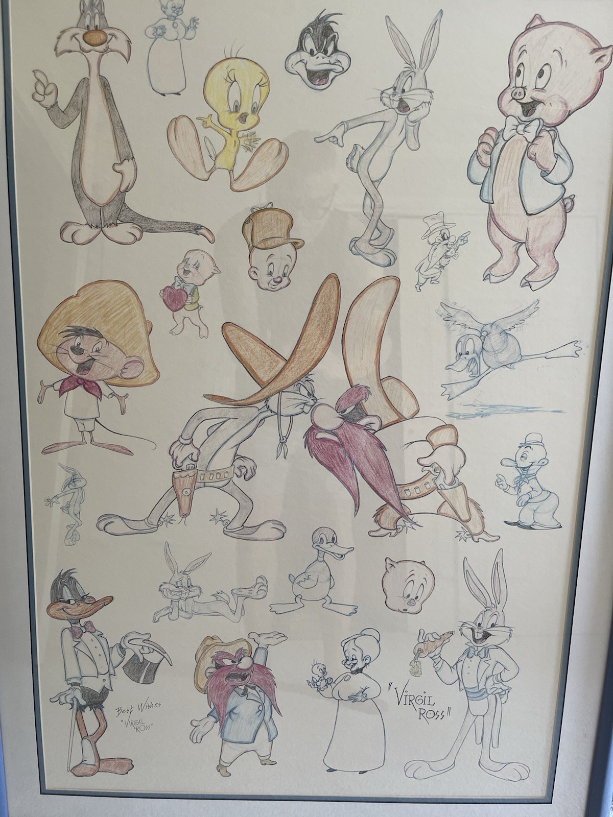 Looney Tunes Hand sketching. Litho. Huge. Virgil Ross Signed. Rare. Incredible. Looney Tunes Hand sketching. Litho. Huge. Virgil Ross Signed. Rare. Incredible.