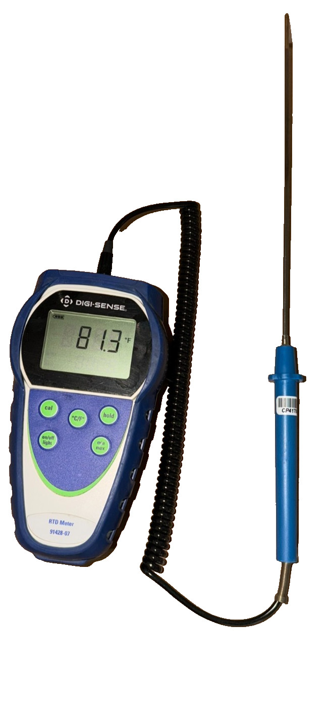 Digi-Sense Temp-16 Single-Input RTD Thermometer w/ RTD Probe 91428-07 - Used