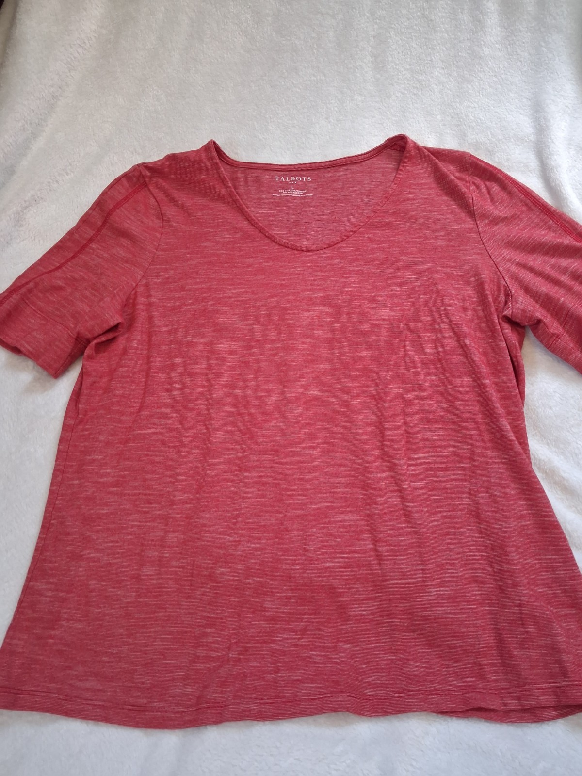 Talbots~Womens Red,%59 Cotton, Scoop Neck, Fancy Criss Cross Accent Size L