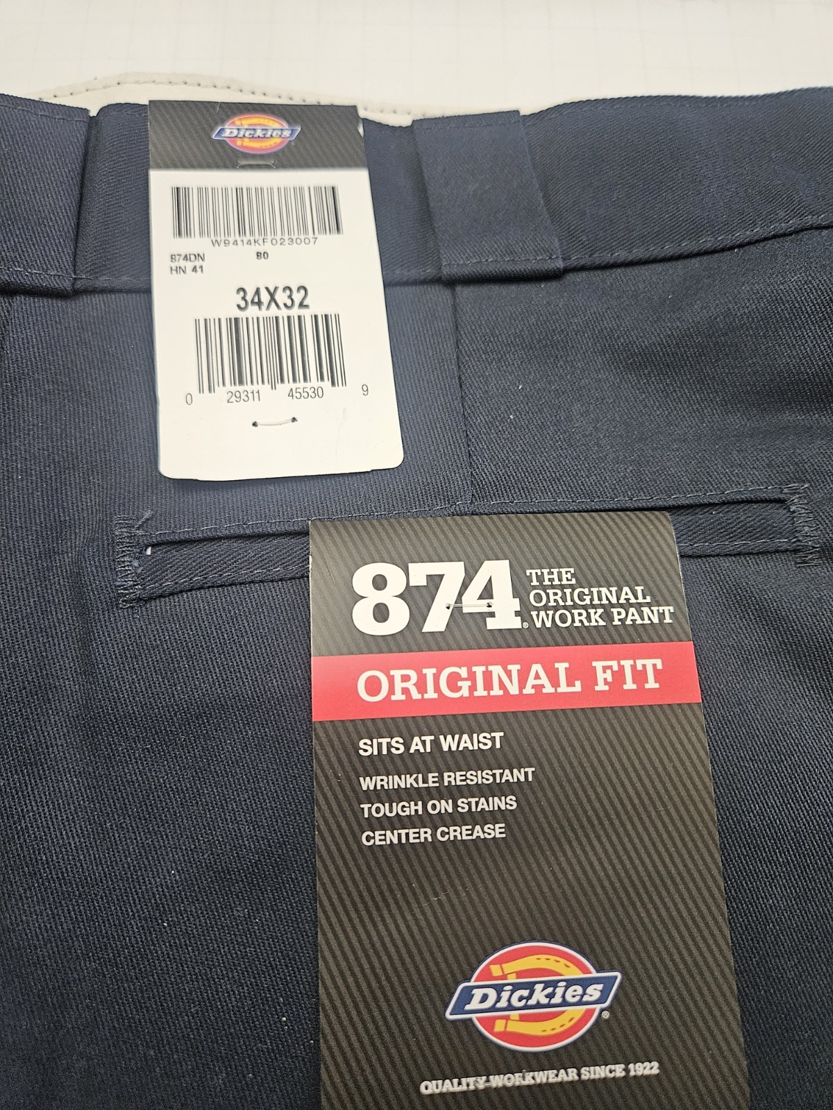 Dickies 874 Work Pants Mens SZ 34x32 Dark Navy Blue Original Fit Workwear NWT