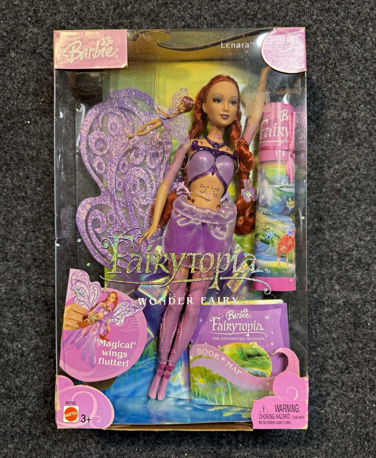 Mattel Barbie Fairytopia Wonder Fairy Lenara Doll Set w/ Wings Book Map B5762
