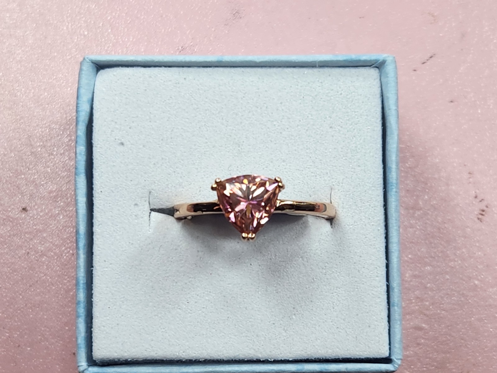 1.1ct pink trillion Lab-Created diamond Ring GDGL VVS1 14k Gold Filled size 7