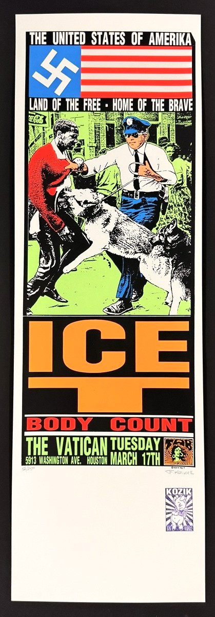 Ice T POSTER Body Count Houston 1992 Silkscreen Signed Kozik First Printing