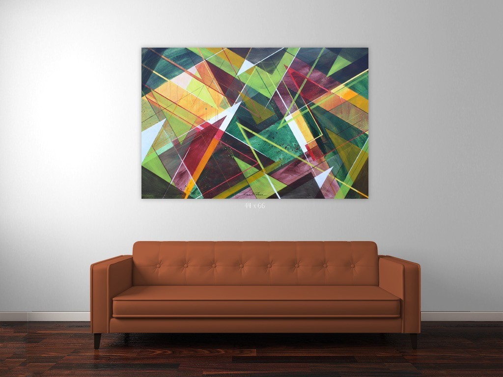 ShawNshawN Original painting HUGE 44x66 contemporary chaotic geometric art