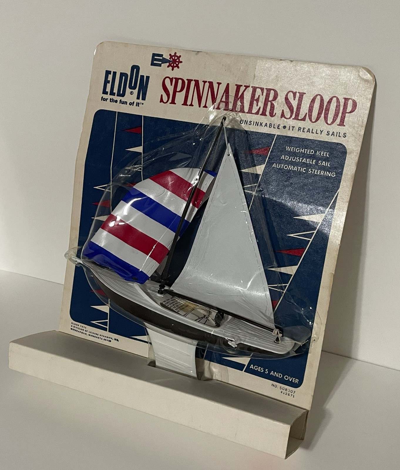 Vintage Eldon Spinnaker Sloop Toy Sailboat - NIB sealed on card - 1970s #508307