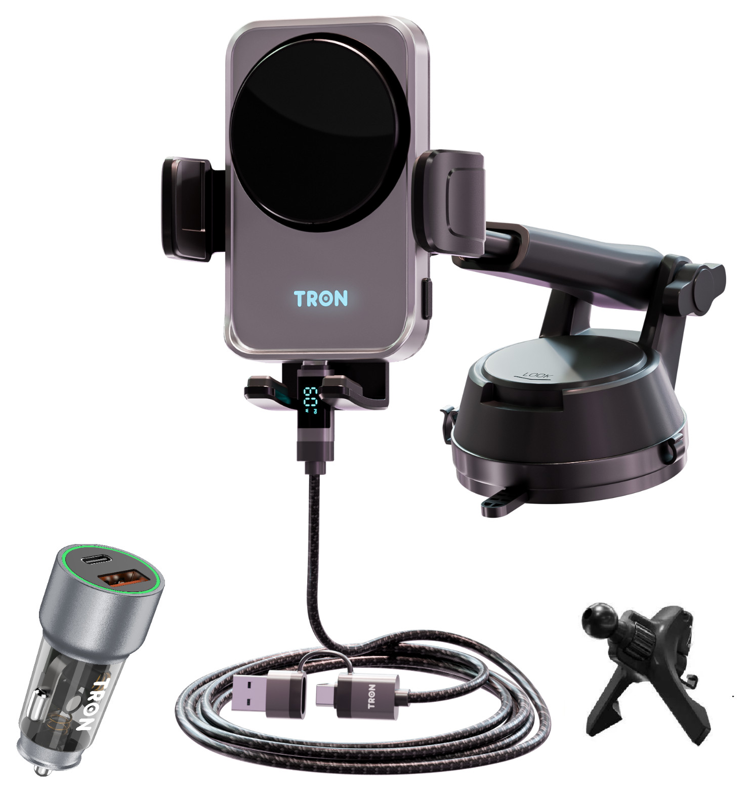 TRON Wireless Car Charger Mount with Cooling Fan AutoClamp, for iPhone/Android TRON Wireless Car Charger Mount with Cooling Fan AutoClamp, for iPhone/Android