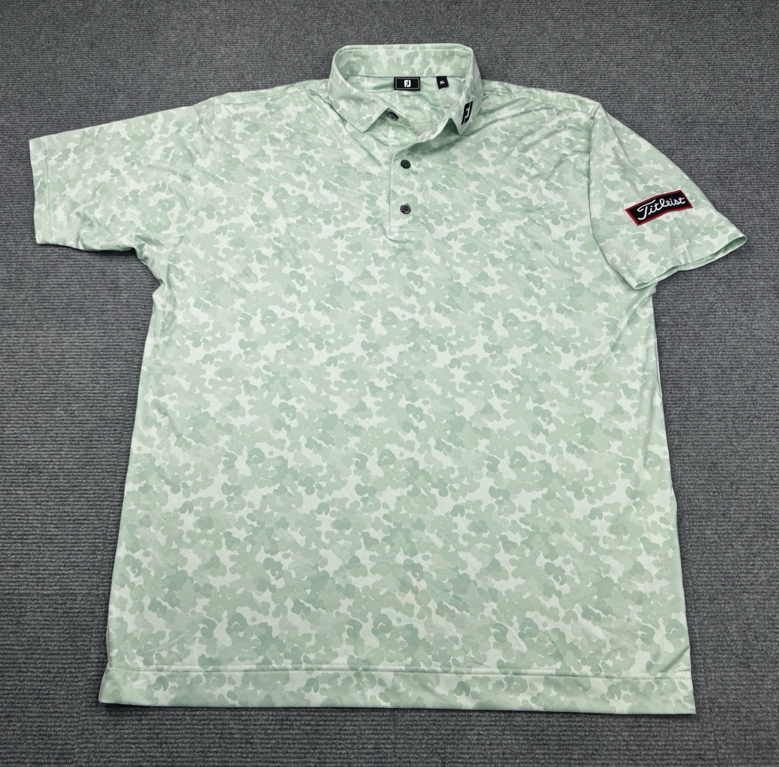 FootJoy Titleist Polo Shirt Mens XL Green AOP Golf Performance Preppy Logo FootJoy Titleist Polo Shirt Mens XL Green AOP Golf Performance Preppy Logo