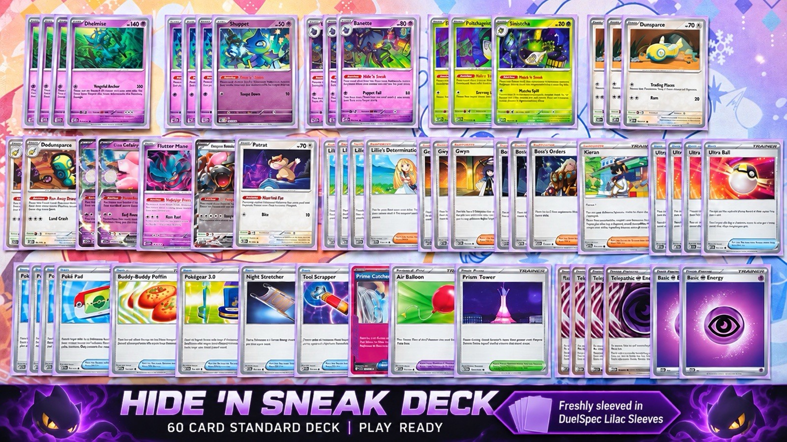 Dhelmise Hide ’n Sneak Deck - Pokémon TCG Custom Standard 60-Card Deck Sleeved Dhelmise Hide ’n Sneak Deck - Pokémon TCG Custom Standard 60-Card Deck Sleeved