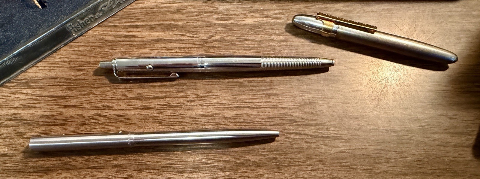 Lot of 3 Vintage FISHER SPACE PENS AG7, Bullet & M5 Ballpoint Pen w/ Boxes