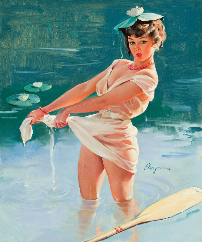 UPSETTING UPSET 1969 GIL ELVGREN VINTAGE PIN UP POSTER PRINT 24x20 9MIL PAPER