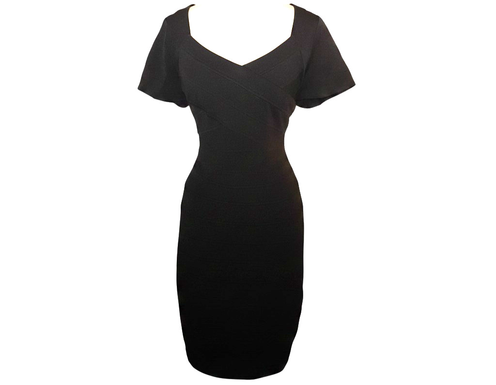 TORRID Plus Size 1 1X Sheath Dress Black Stretch Knit Short Sleeve Knee Length