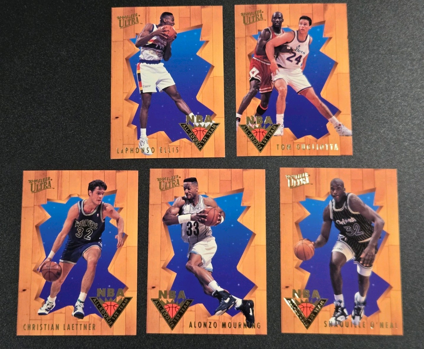 1993-94 Fleer Ultra All Rookie Team Complete 5 Card Insert Set Shaq Mourning NM 1993-94 Fleer Ultra All Rookie Team Complete 5 Card Insert Set Shaq Mourning NM