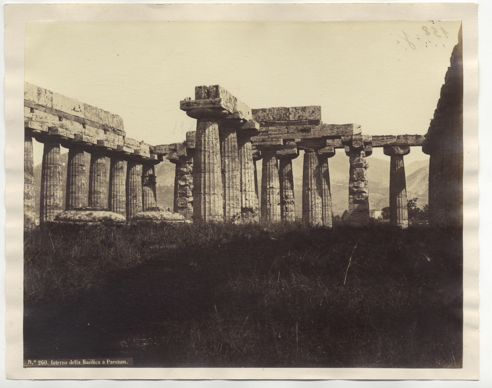 ITALY Paestum Poseidonia Greek Temple c1870 Vintage Albumin Photograph 