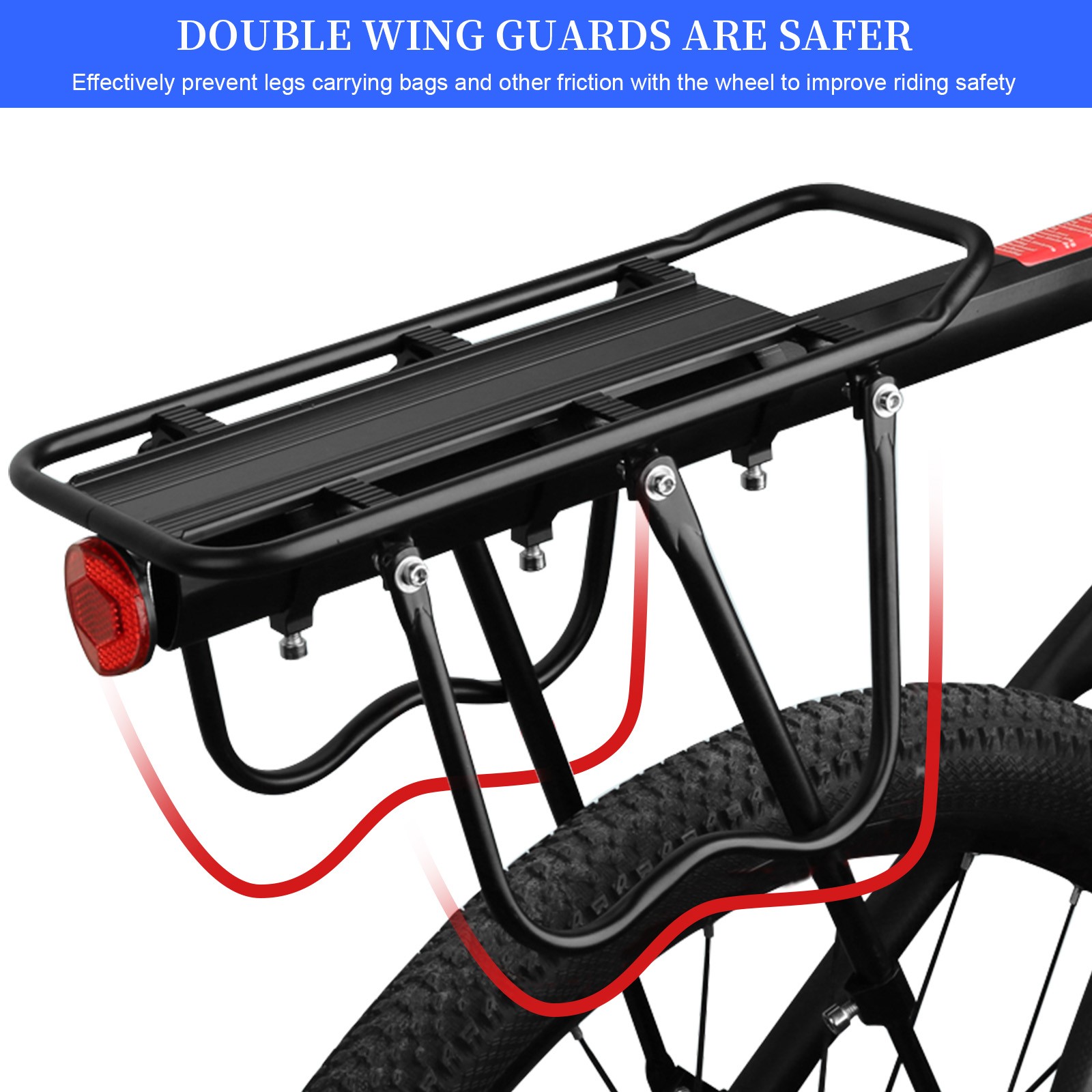 Rear Bike Rack Cargo Rack Alloy Luggage Carrier Bicycle 110 Lbs Capacity Holder Rear Bike Rack Cargo Rack Alloy Luggage Carrier Bicycle 110 Lbs Capacity Holder