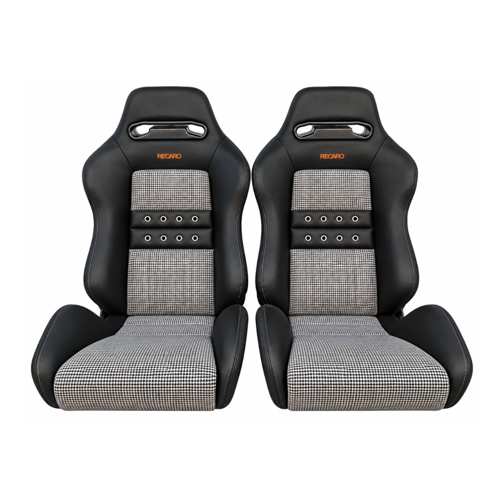 PAIR OF Used AUTHENTIC RECARO SR3 Shinori black white Fabric seats RACING CARS