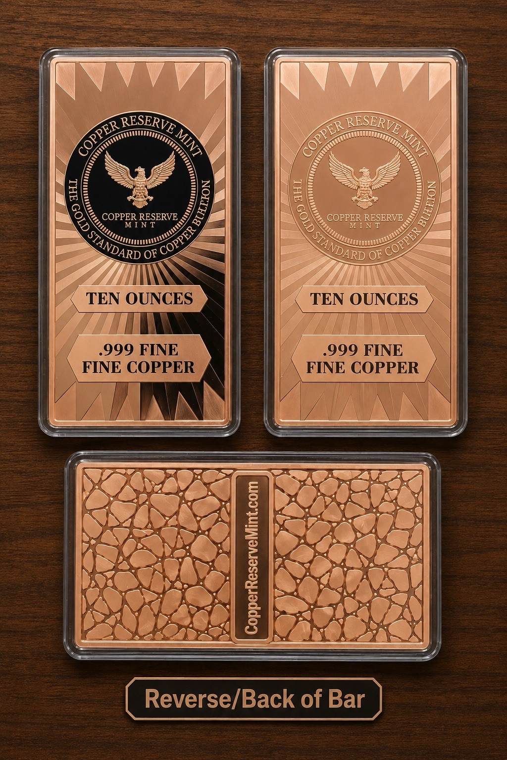 COPPER RESERVE MINT - TWO - 10 Ounce Bar SIGNATURE EAGLE Combo. 999 Fine Bullion