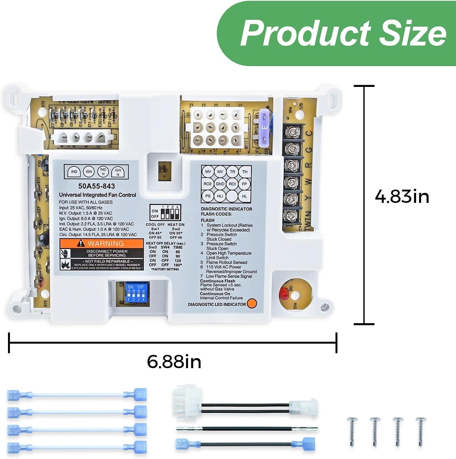 50A55-843 Integrated Furnace Control Board Compatible White Rodgers 50A50 50A55 50A55-843 Integrated Furnace Control Board Compatible White Rodgers 50A50 50A55