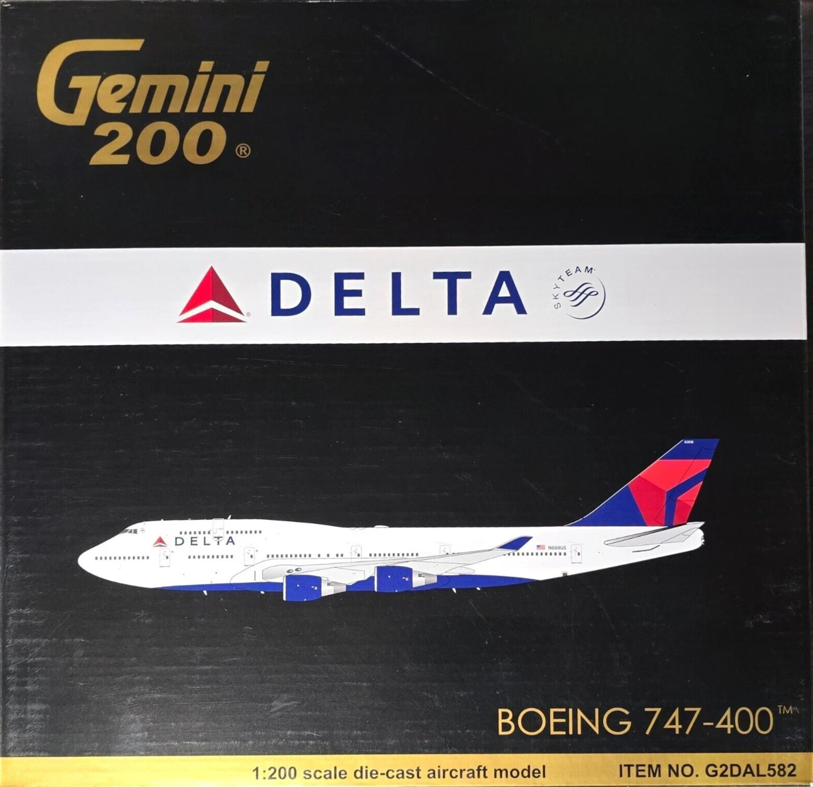 Collectors\' FIND Gemini Jets 1:200 Delta Air Lines Boeing 747-400 N668US Collectors\' FIND Gemini Jets 1:200 Delta Air Lines Boeing 747-400 N668US