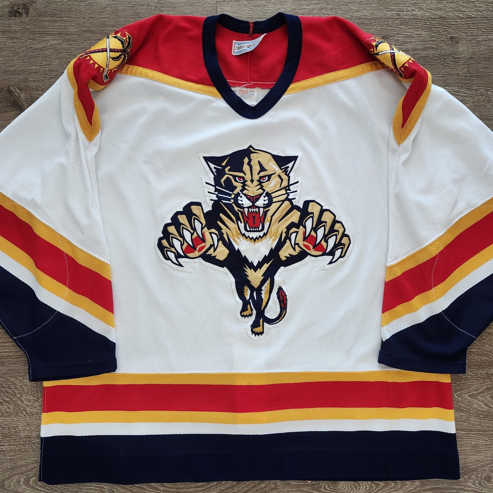 Florida Panthers Vintage 90s CCM Air Knit Authentic White Home Hockey Jersey 56 Florida Panthers Vintage 90s CCM Air Knit Authentic White Home Hockey Jersey 56