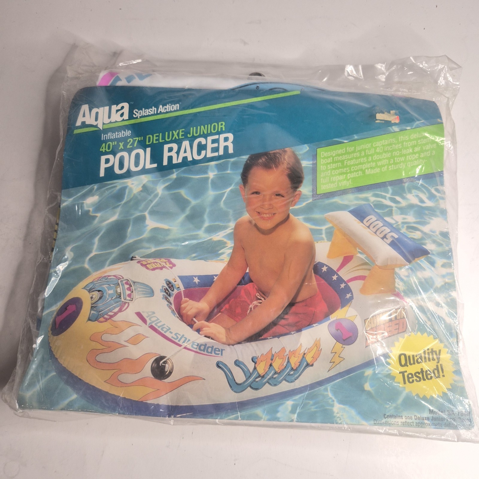 Vintage 1991 Aqua Splash Action Deluxe Junior Pool Racer Inflatable Ride On...