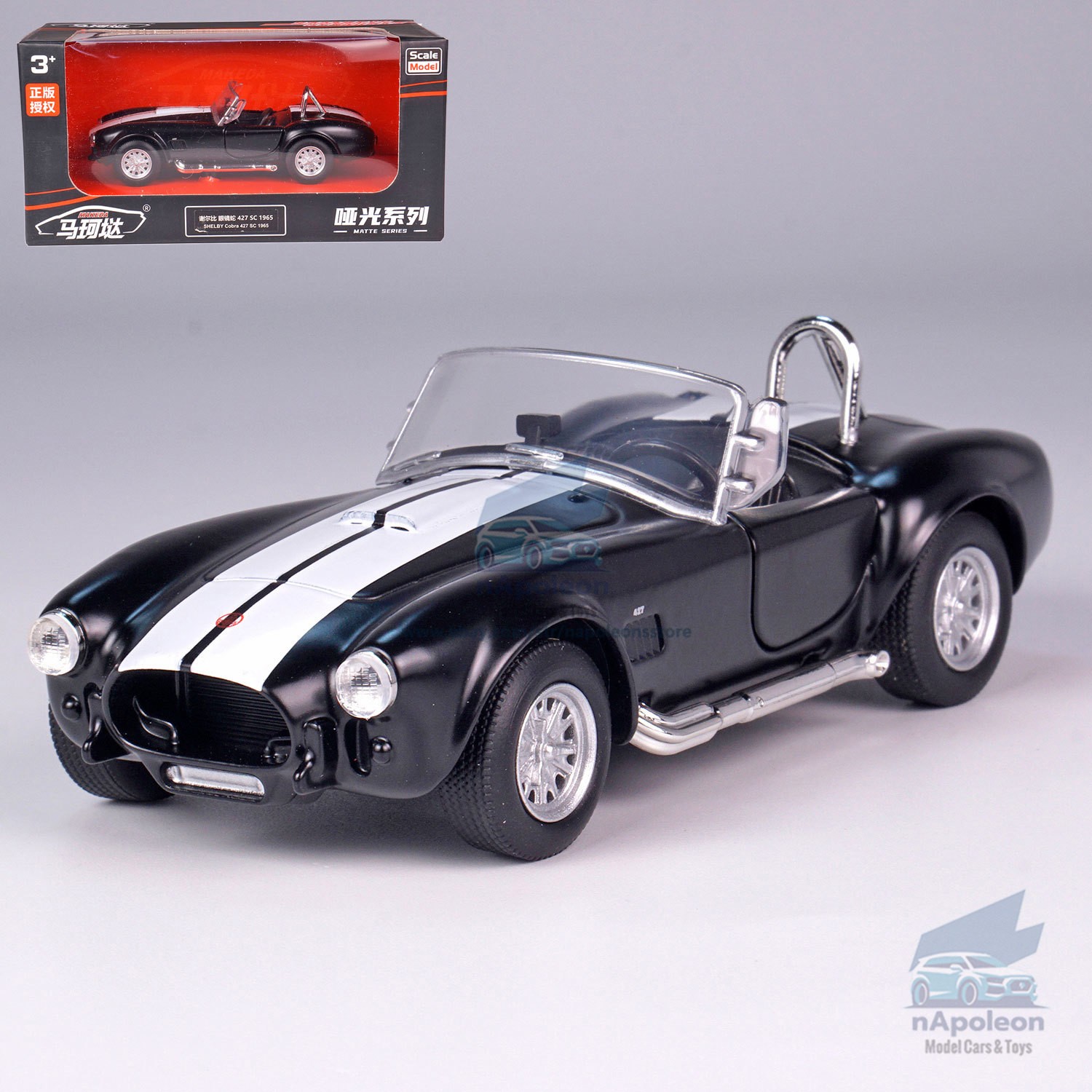 1:36 Shelby Cobra 427 SC 1965 Model Car Diecast Vehicle Collection Gift Black