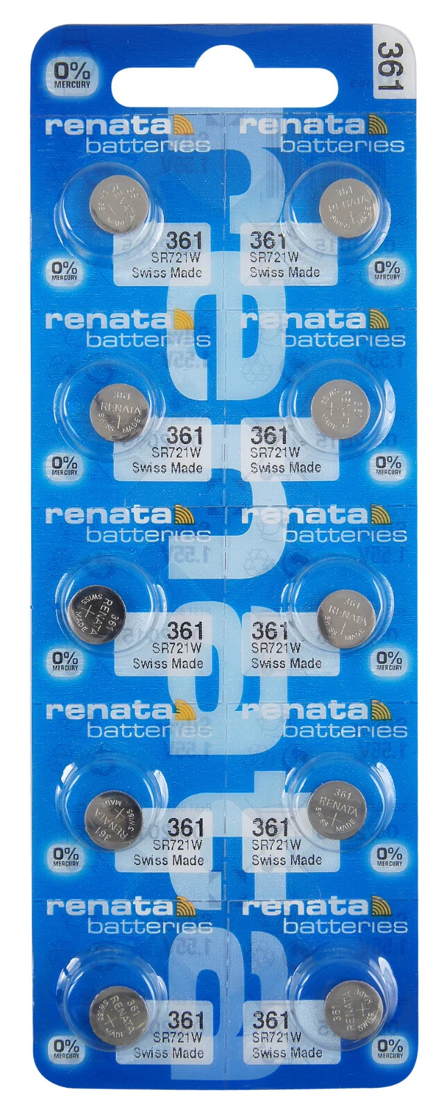 100 Renata 361 Watch Batteries SR721W 0% MERCURY SWISS MADE 100 Renata 361 Watch Batteries SR721W 0% MERCURY SWISS MADE