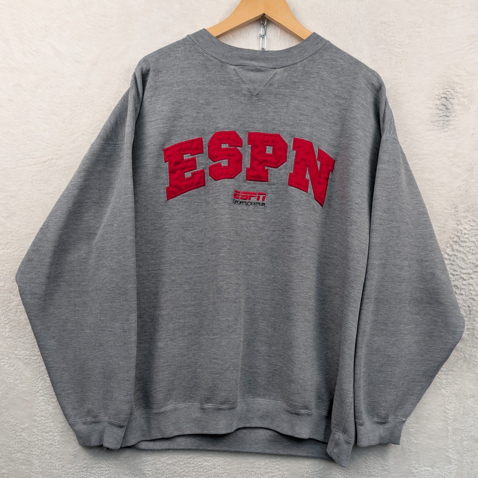 VTG ESPN Sweatshirt Men\'s XXL Gray SportsCenter Spellout Sporty Streetwear Y2K