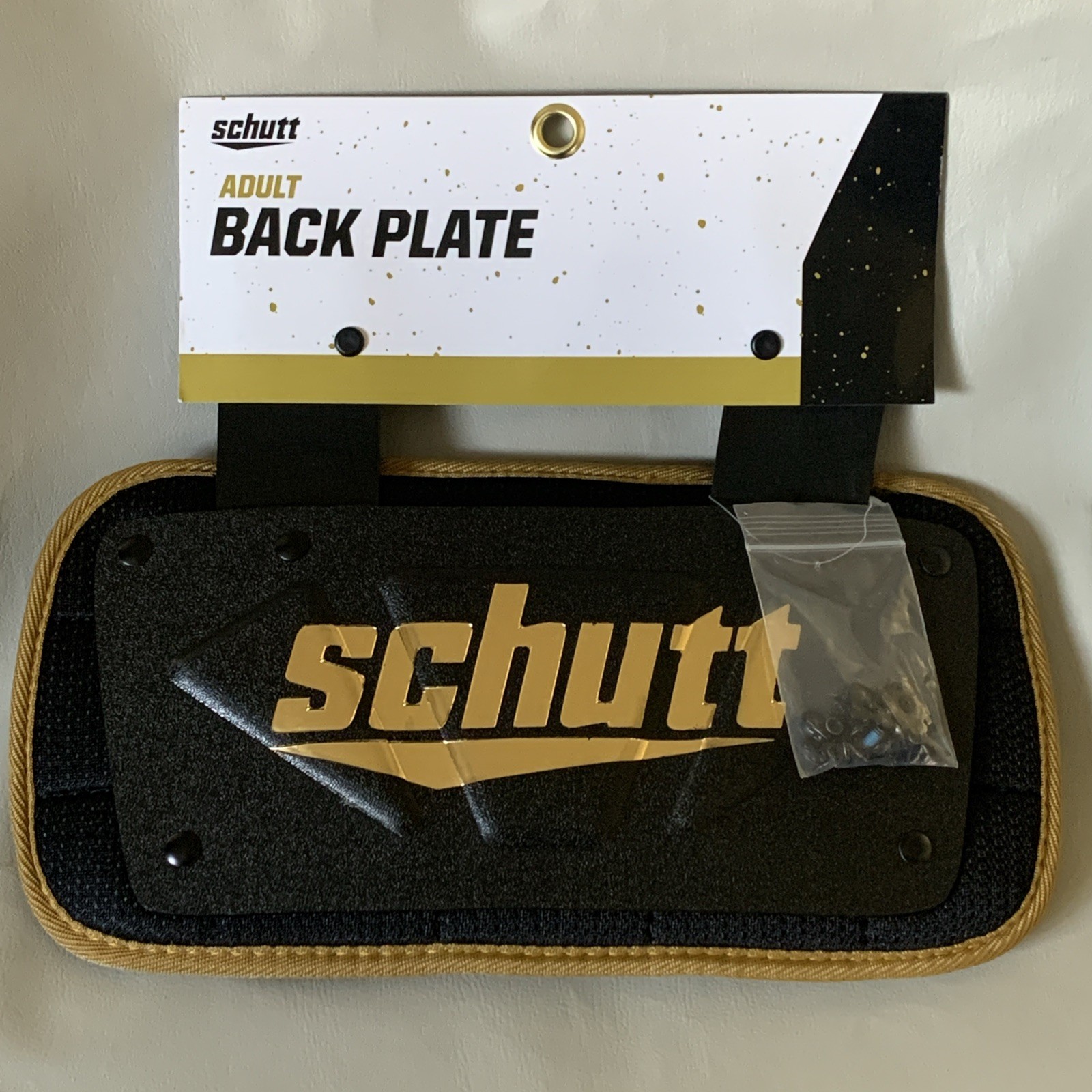 Schutt Adult Black And Gold Football Back Plate New W/Hardware One Size Schutt Adult Black And Gold Football Back Plate New W/Hardware One Size
