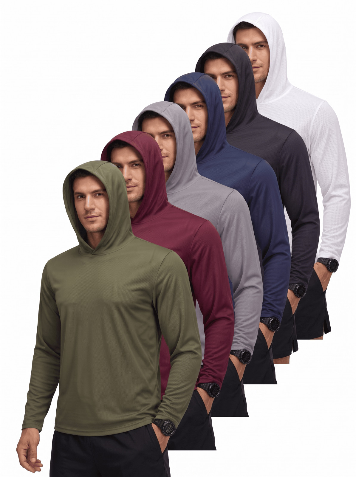 6 Pack Mens Lightweight Athletic Hoodies Long Sleeve Mesh Gym Running Tops 6 Pack Mens Lightweight Athletic Hoodies Long Sleeve Mesh Gym Running Tops