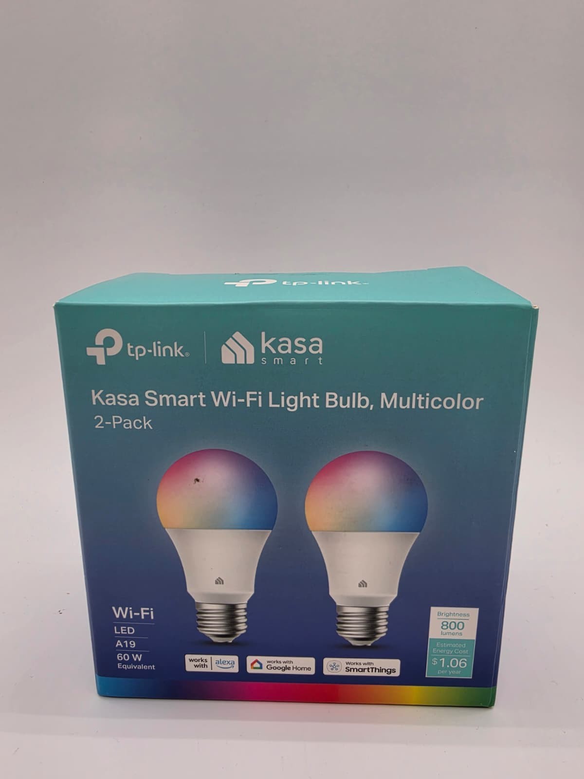 Kasa KL125P2 Smart WiFi LED Bulbs Color Changing Dimmable A19 800LM 2-Pack Alexa Kasa KL125P2 Smart WiFi LED Bulbs Color Changing Dimmable A19 800LM 2-Pack Alexa