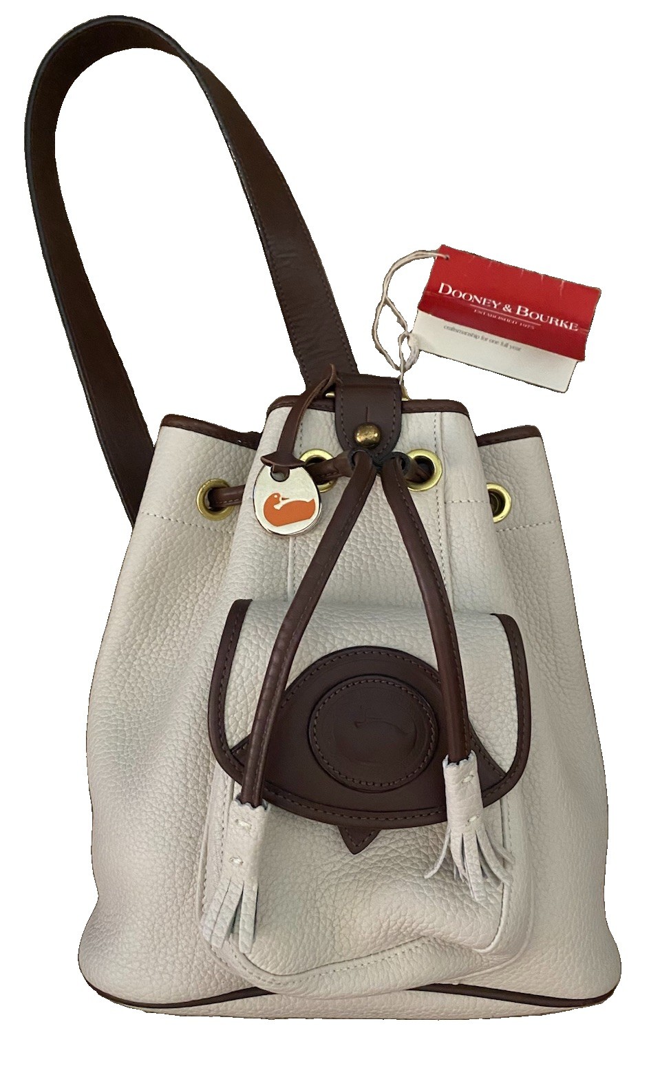 Dooney Bourke Vintage Leather Sling Shoulder Bag AWL 90s Bone Brown UNUSED