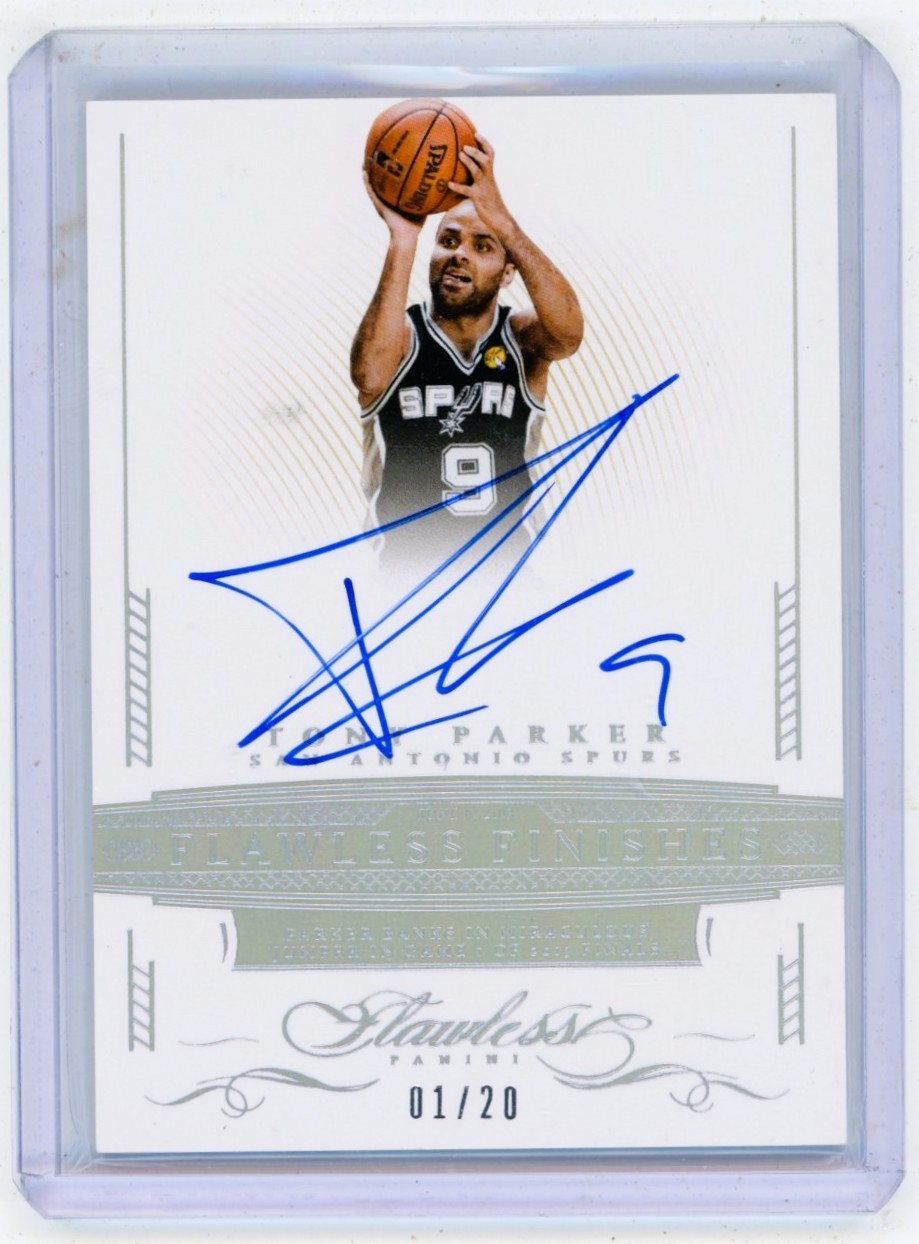 2014-15 Panini Flawless Tony Parker Finishes On Card Auto 01/20 Spurs NBA 2014-15 Panini Flawless Tony Parker Finishes On Card Auto 01/20 Spurs NBA