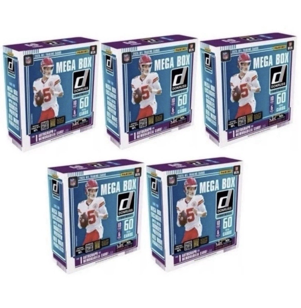 🔥Lot of 5 ⭐️2025 Panini Donruss NFL Football Mega Box Factory Sealed IN HAND