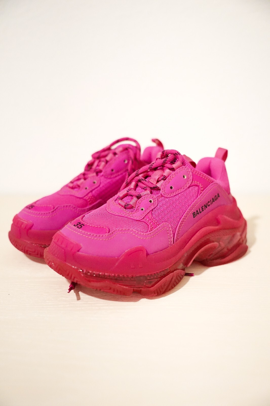 Balenciaga Women\'s Triple S Hot Pink Chunky Sneakers Balenciaga Women\'s Triple S Hot Pink Chunky Sneakers