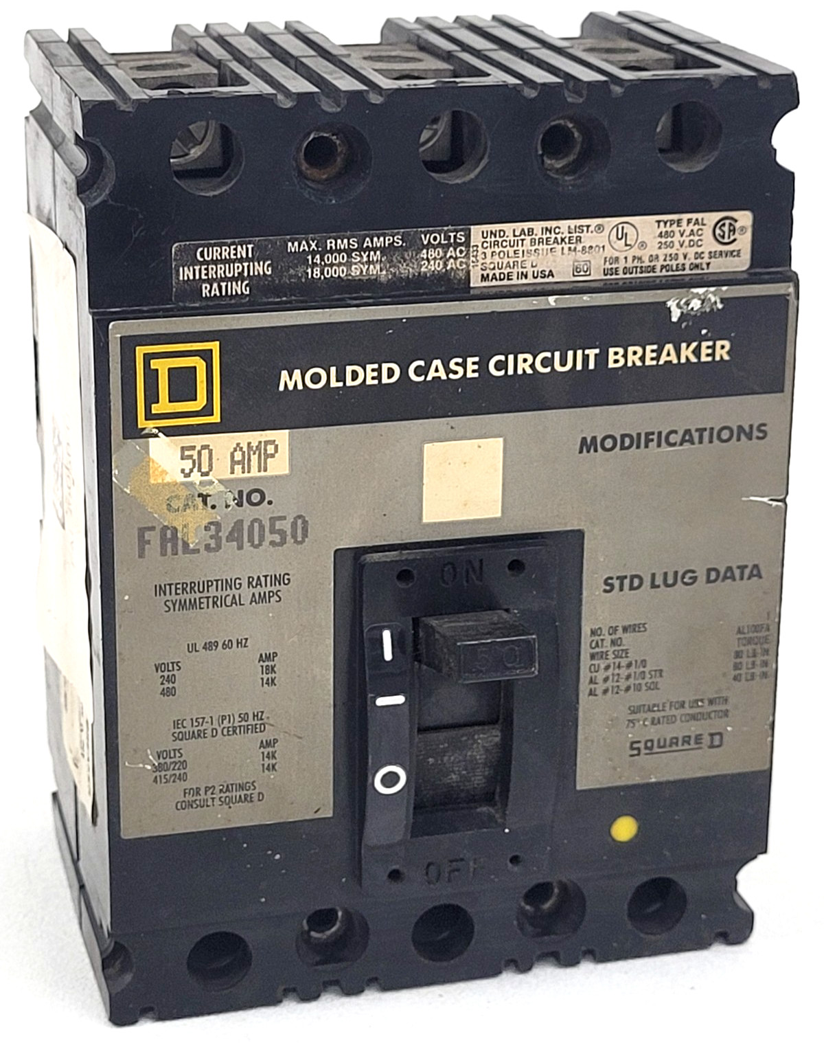 FAL34050 Square D 50 Amp 480 Volt Circuit Breaker - Next Day Option - Flaw