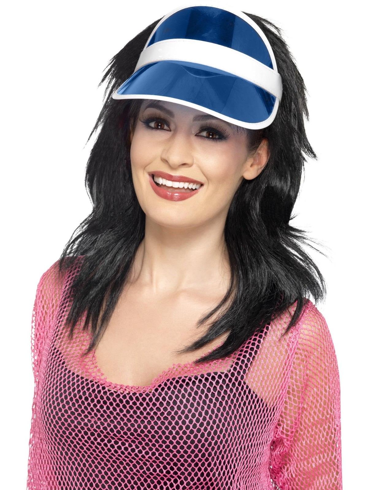 Smiffys Women\'s Blue 80s Costume Sun Visor - One Size, Official Branded Item
