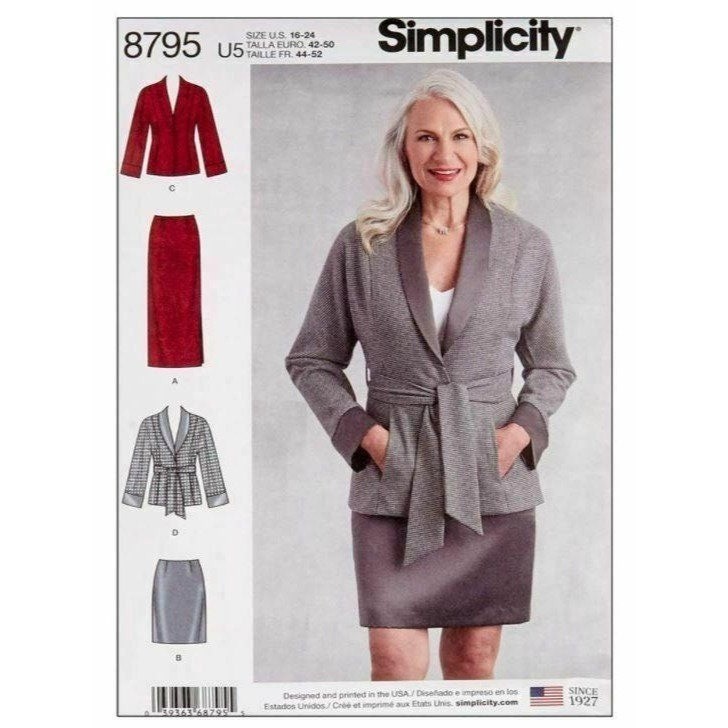 Simplicity Sewing Pattern 8795 Misses Skirt Jacket Petite Size 16-24 Simplicity Sewing Pattern 8795 Misses Skirt Jacket Petite Size 16-24