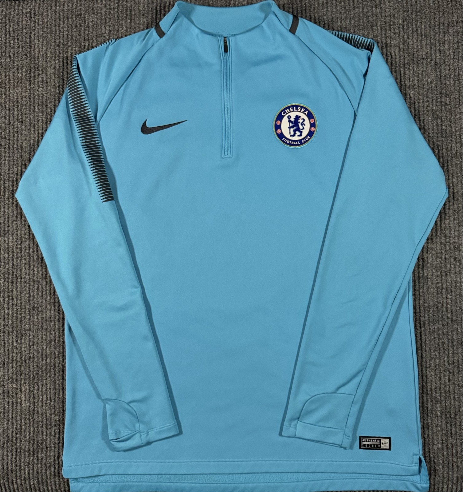 Nike Chelsea FC Pullover Mens Large 2017-18 Drill Top 1/4 Zip Training Blue