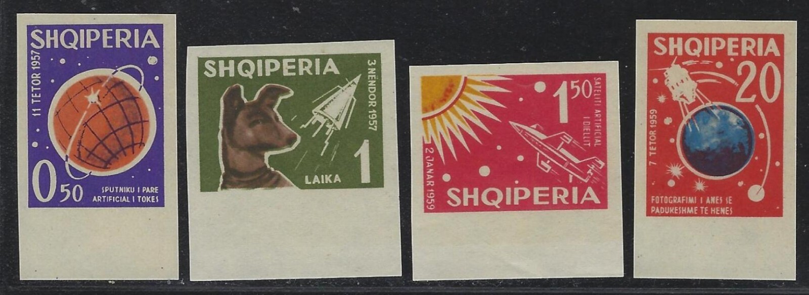 1962 Albania Scott #621a-624a - Imperf Space Exploration  Set of 4 - MNH