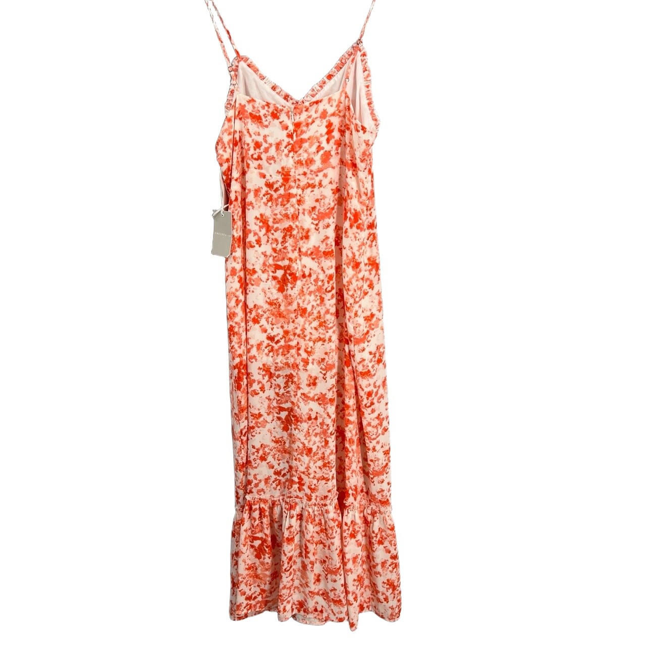 Chelsea28 Slip Dress White Floral Ruffled Hem Spaghetti Straps Large New