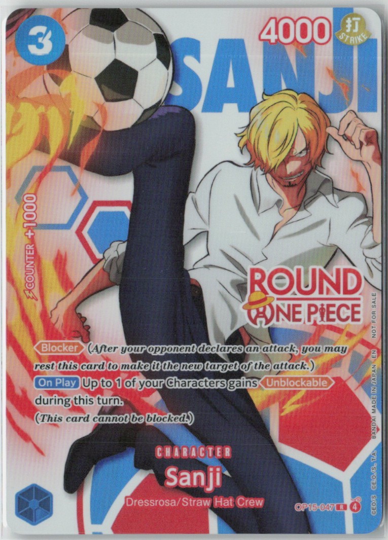 Sanji Round 1 Promo ENGLISH OP15-047 One Piece Promotion Cards Foil NM Sanji Round 1 Promo ENGLISH OP15-047 One Piece Promotion Cards Foil NM