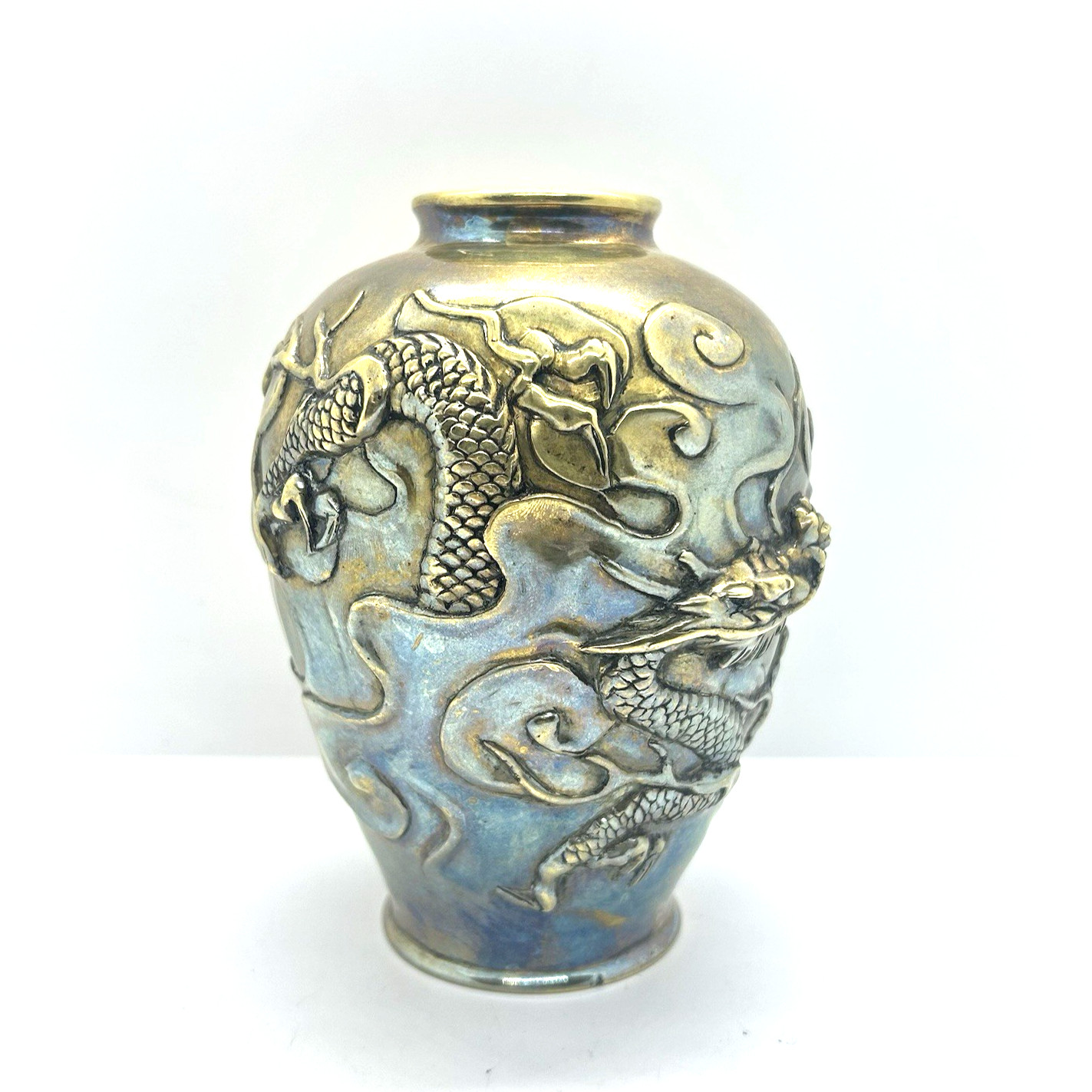 Japanese Meiji Period 19th Century Bronze Vase Dragon Clouds 5.75 Japanese Meiji Period 19th Century Bronze Vase Dragon Clouds 5.75