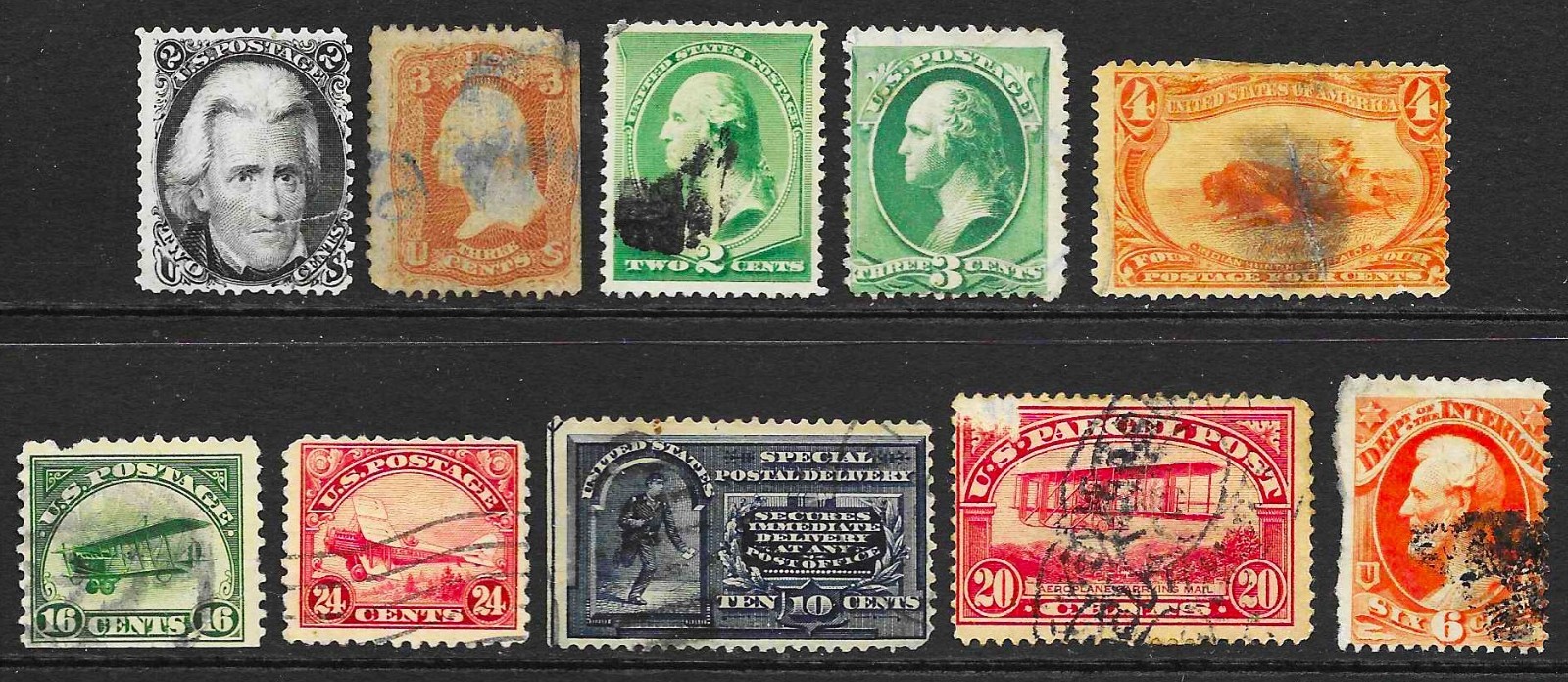 US 19th & 20th Century Used Lot NN, 10 for $10, Ungraded with some faults