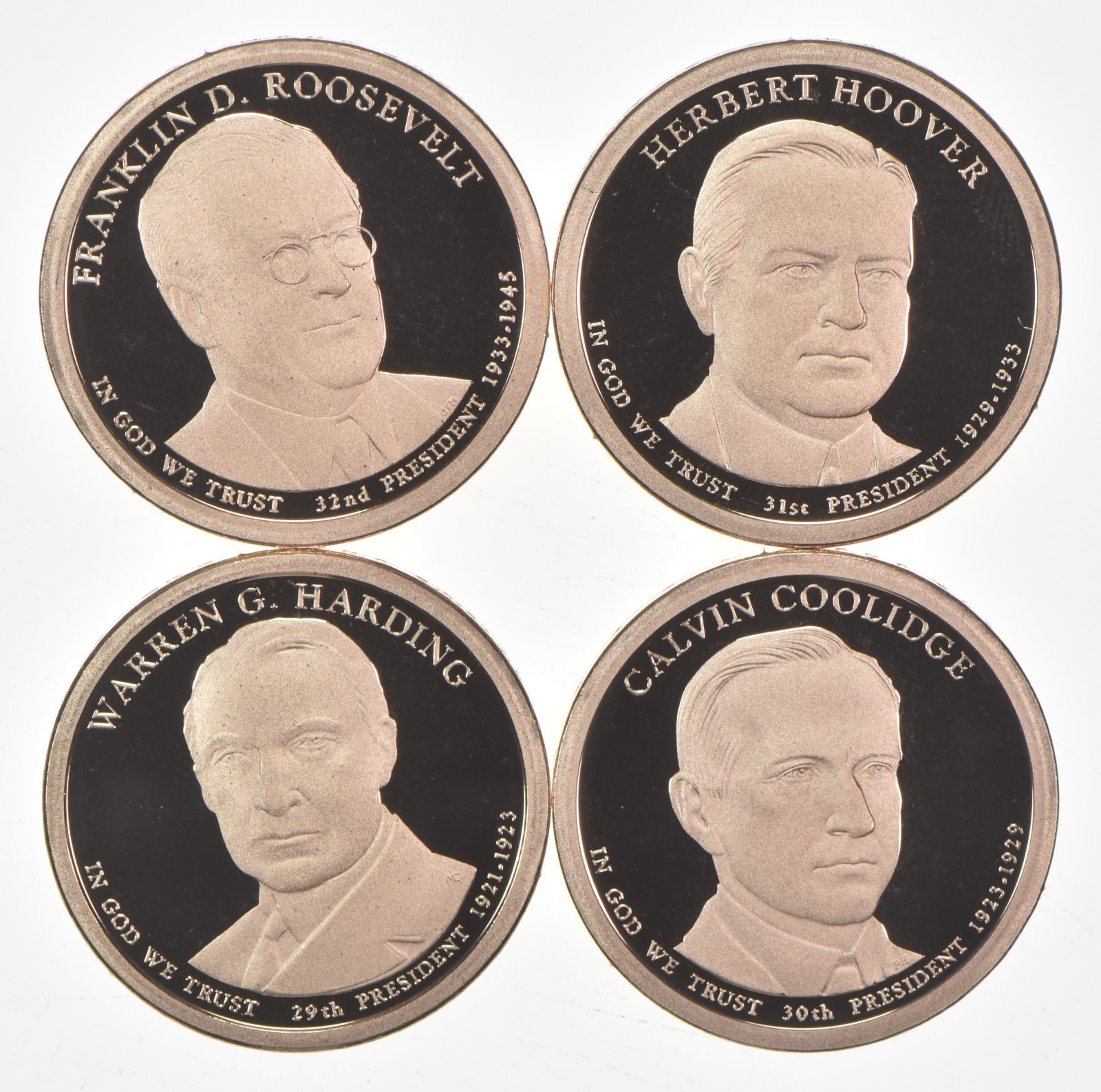 2014 Presidential $1 From Proof Set HARDING Coolidge Hoover Roosevelt No Case