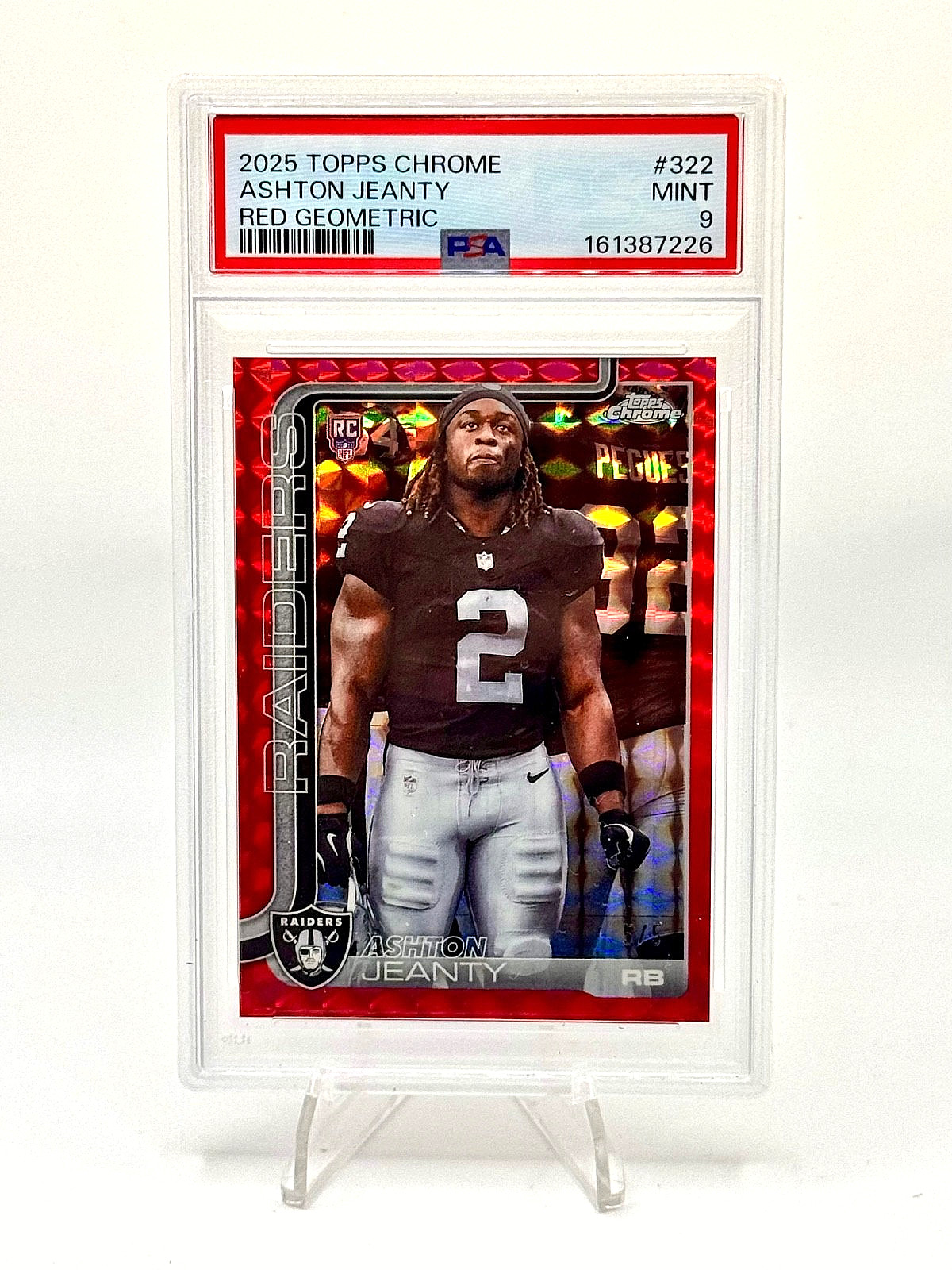2025 Topps Chrome Ashton Jeanty RC Red Geometric 5/5 PSA 9
