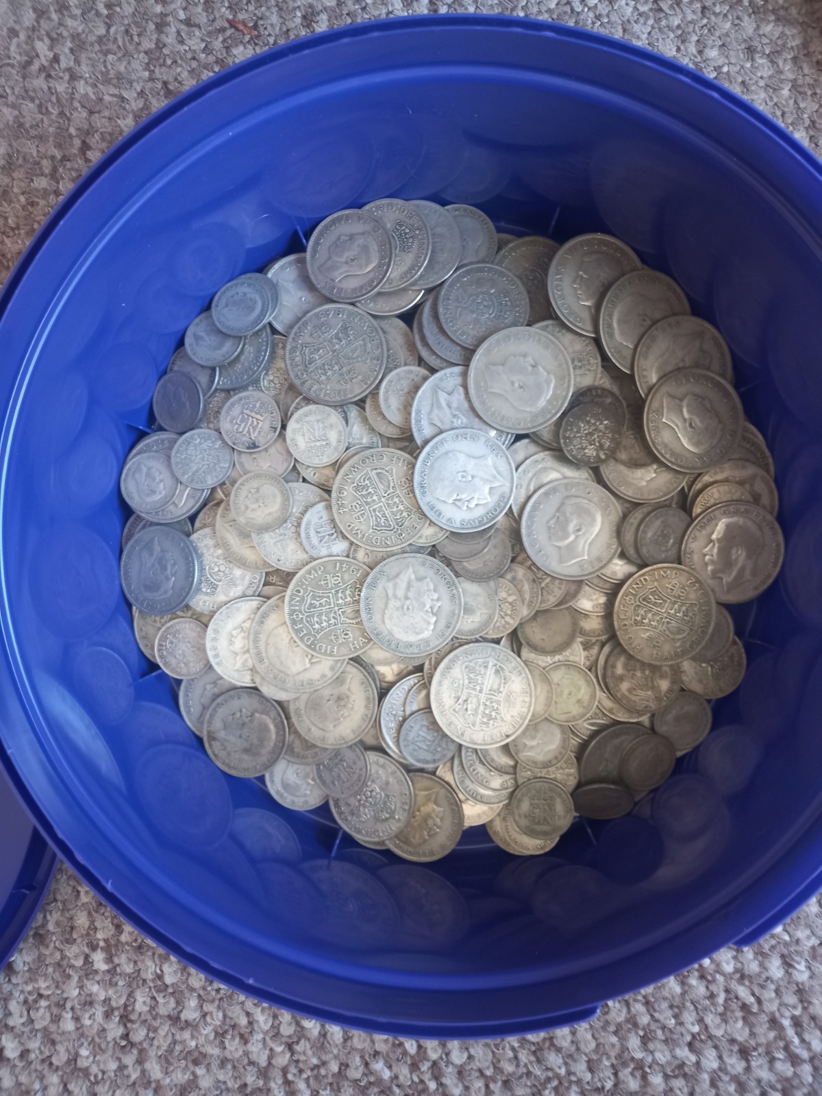 British Coins Silver  pre 1947,  250gms of Silver